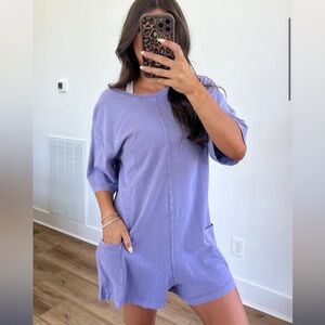 Double Zero Light Purple Short Sleeve Romper